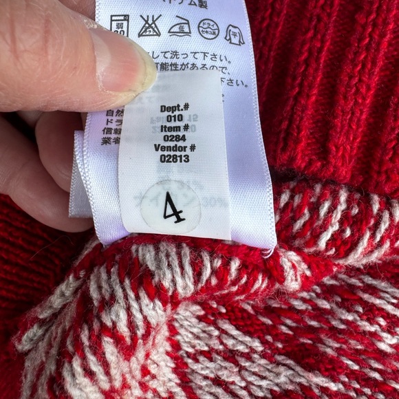 Eddie Bauer Cozy Nordic Fair Island Cowl Neck Sweater, Red/Cream Medium - Picture 8 of 12